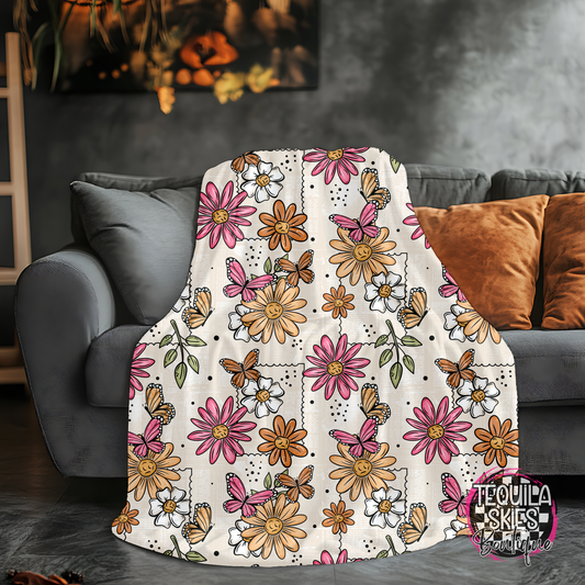 Spring Butterfly and Daisy Blanket