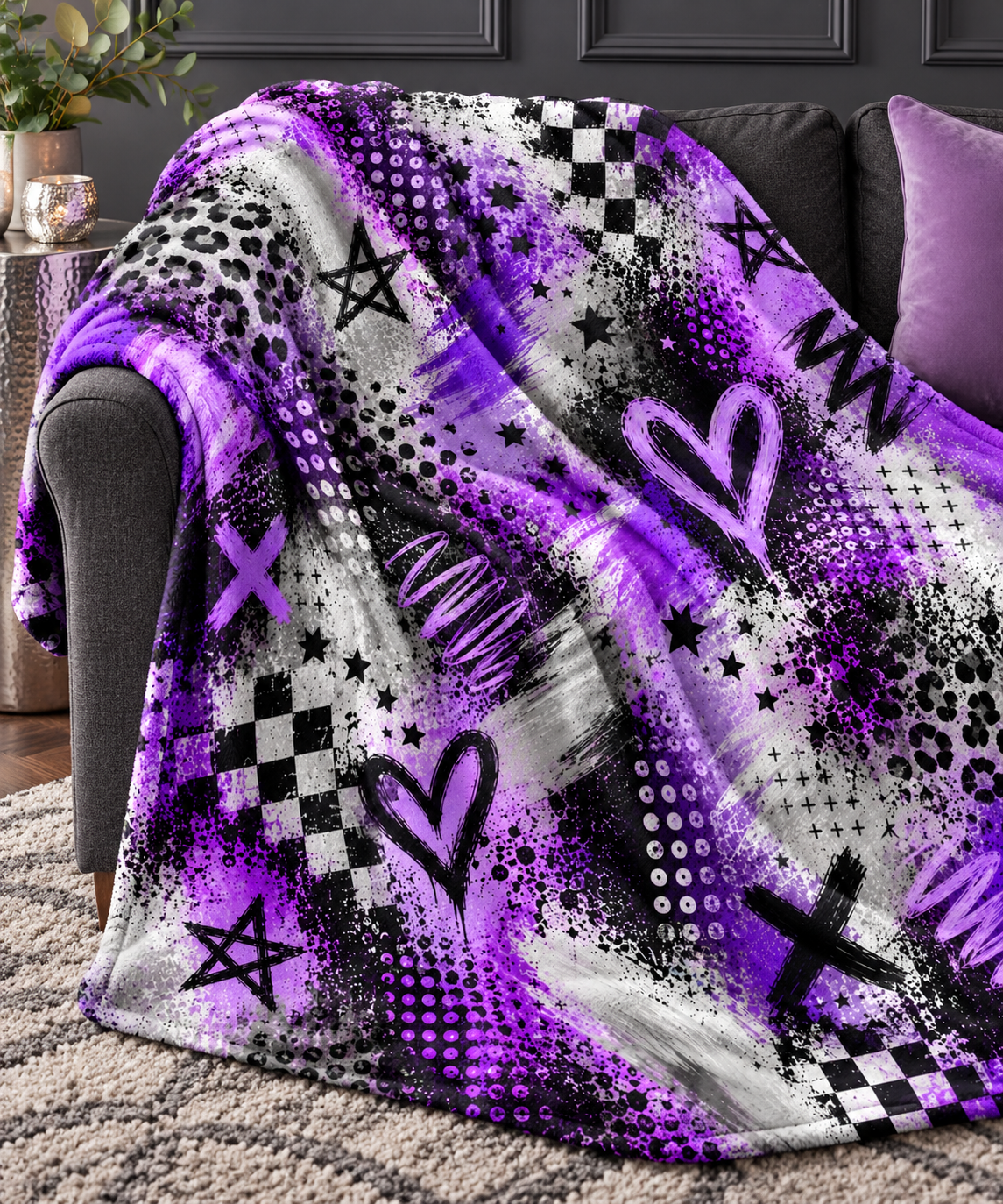 Purple Graffiti Crush Blanket