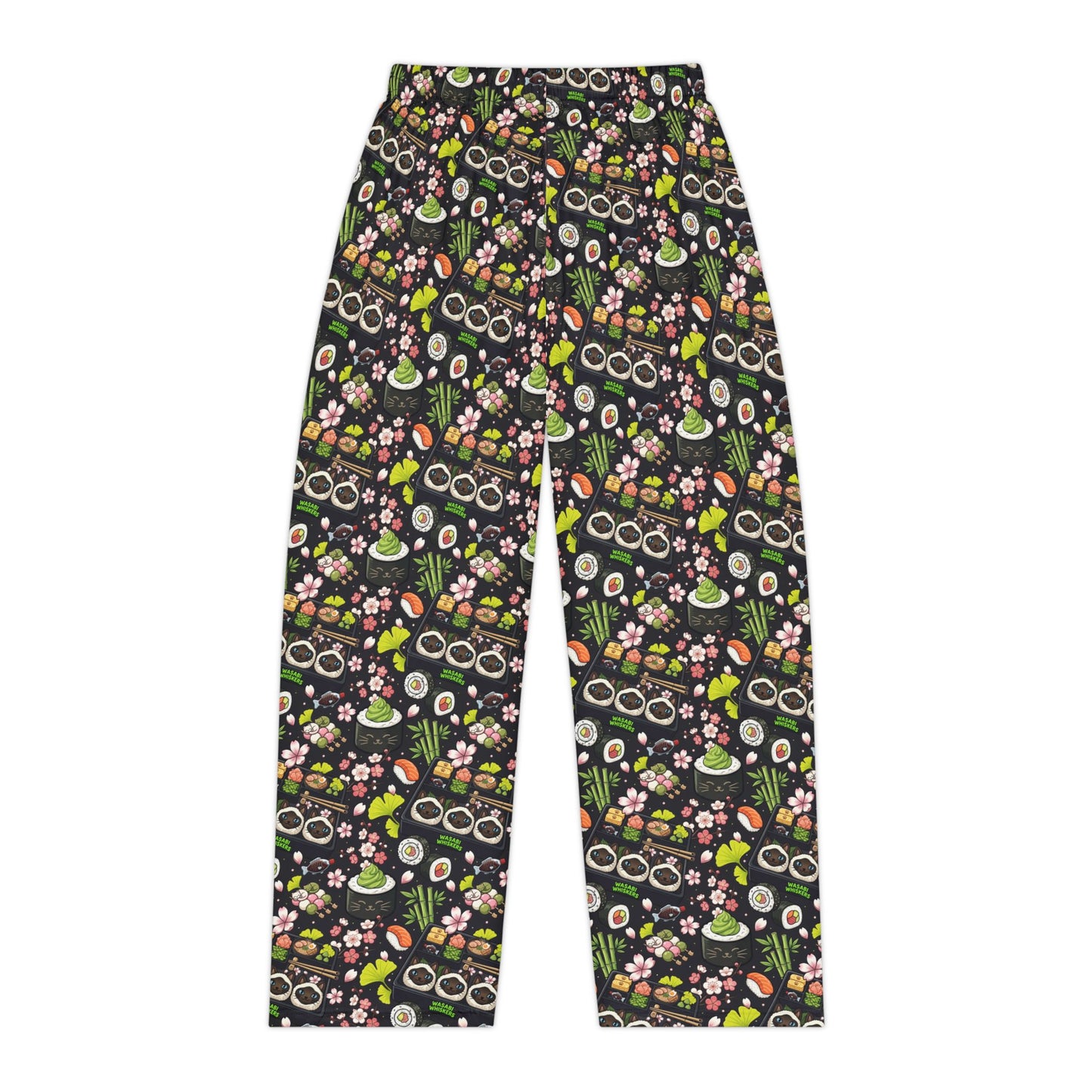 WASABI WHISKERS Women's Pajama Pants — Cozy Siamese Cat Sushi Pattern Lounge Pants