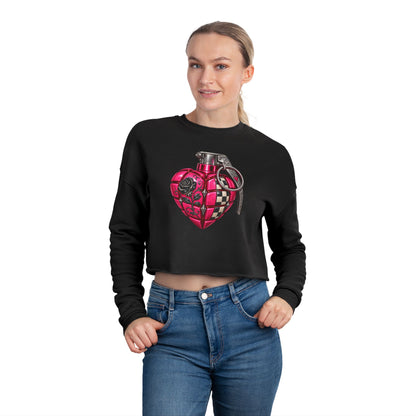 Heart Grenade Women's Cropped Graphic Sweatshirt