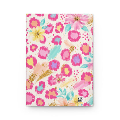 Floral Pink Leopard Hardcover Notebook