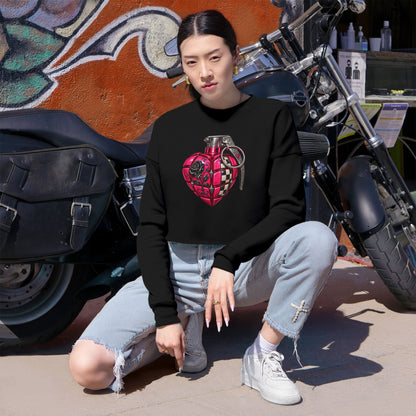 Heart Grenade Women's Cropped Graphic Sweatshirt