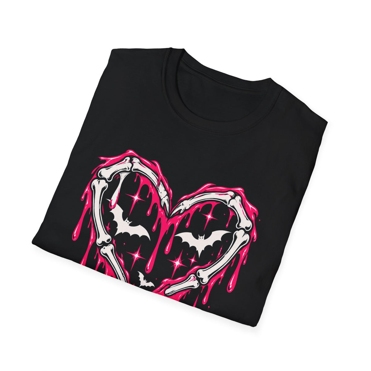 Bats and Skeleton Bones Heart Graphic Tee