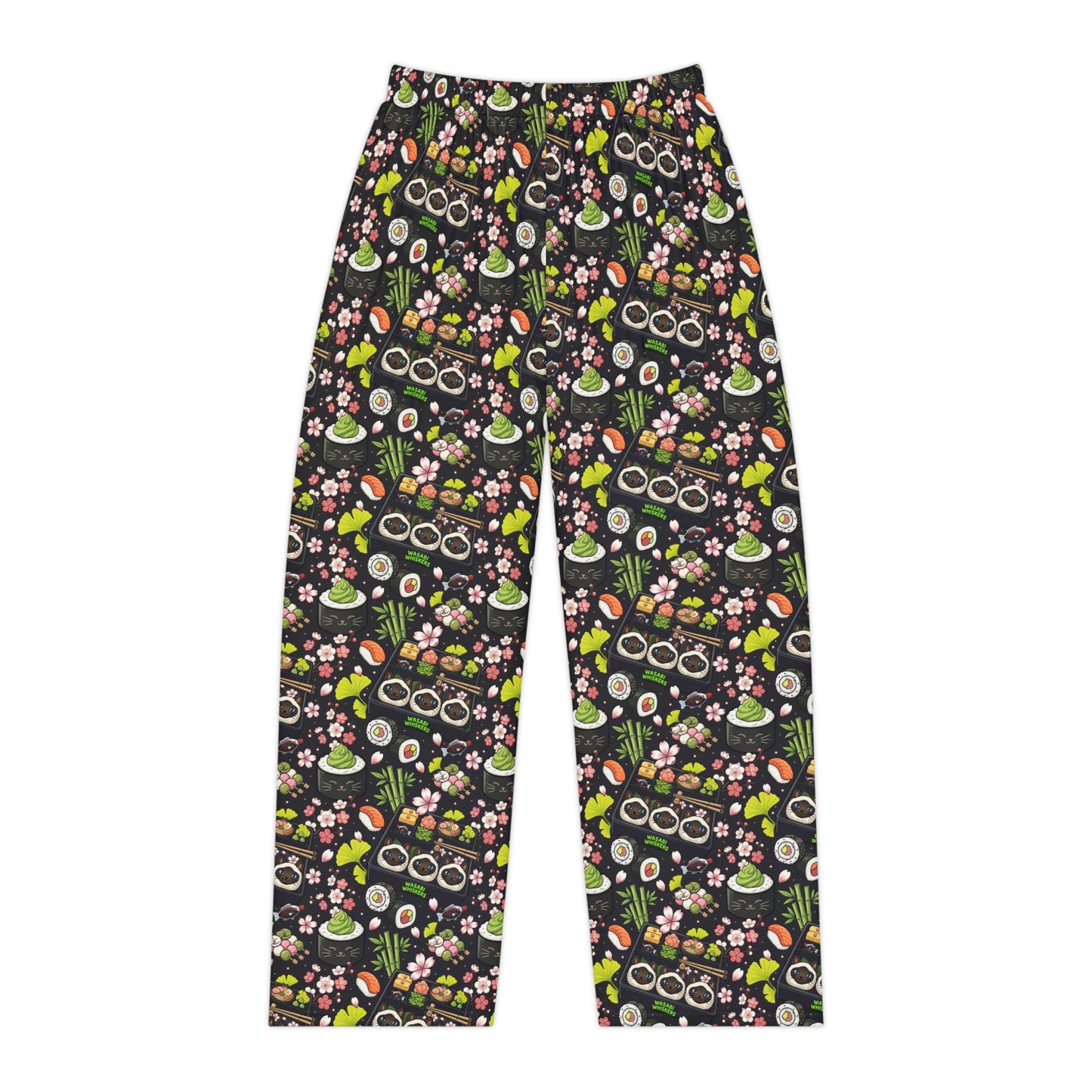 WASABI WHISKERS Women's Pajama Pants — Cozy Siamese Cat Sushi Pattern Lounge Pants