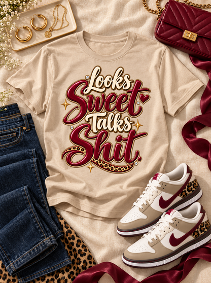 Looks Sweet Talks Shit Graphic Tee