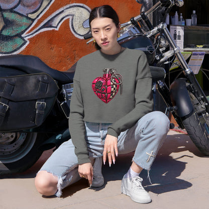 Heart Grenade Women's Cropped Graphic Sweatshirt