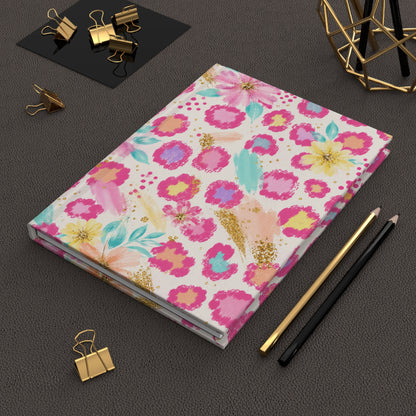 Floral Pink Leopard Hardcover Notebook