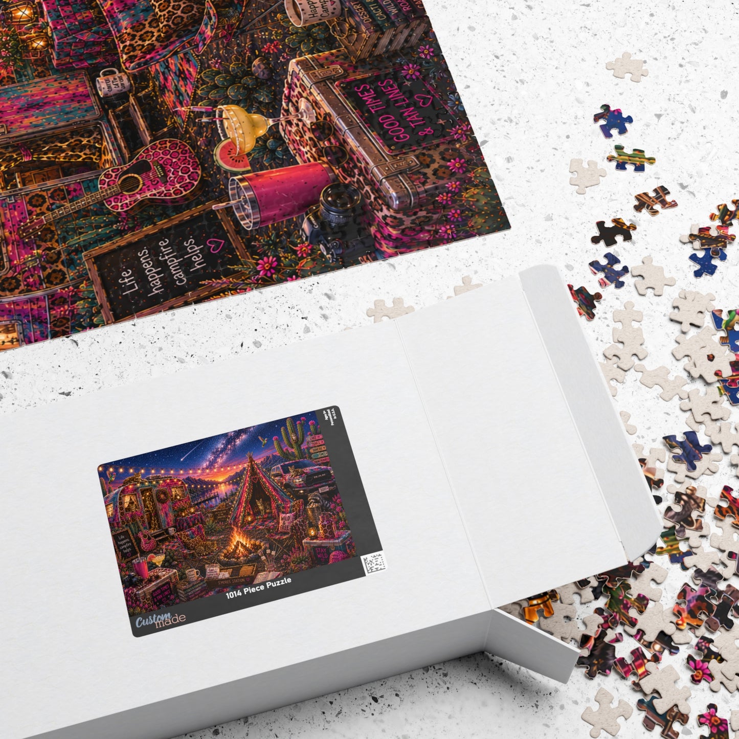 Desert Night Campfire Jigsaw Puzzle — Scenic Camping Puzzle (110/252/520/1014 pcs)