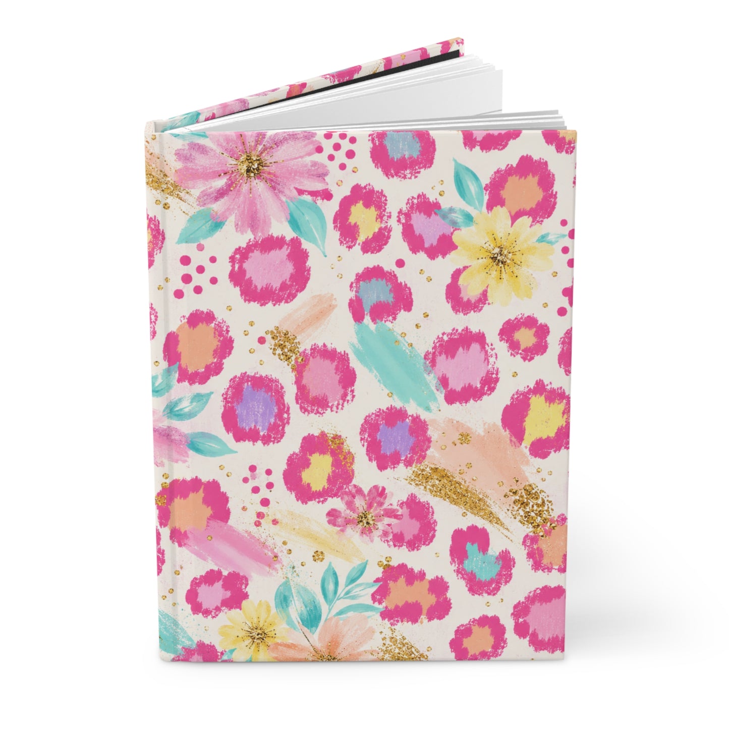 Floral Pink Leopard Hardcover Notebook