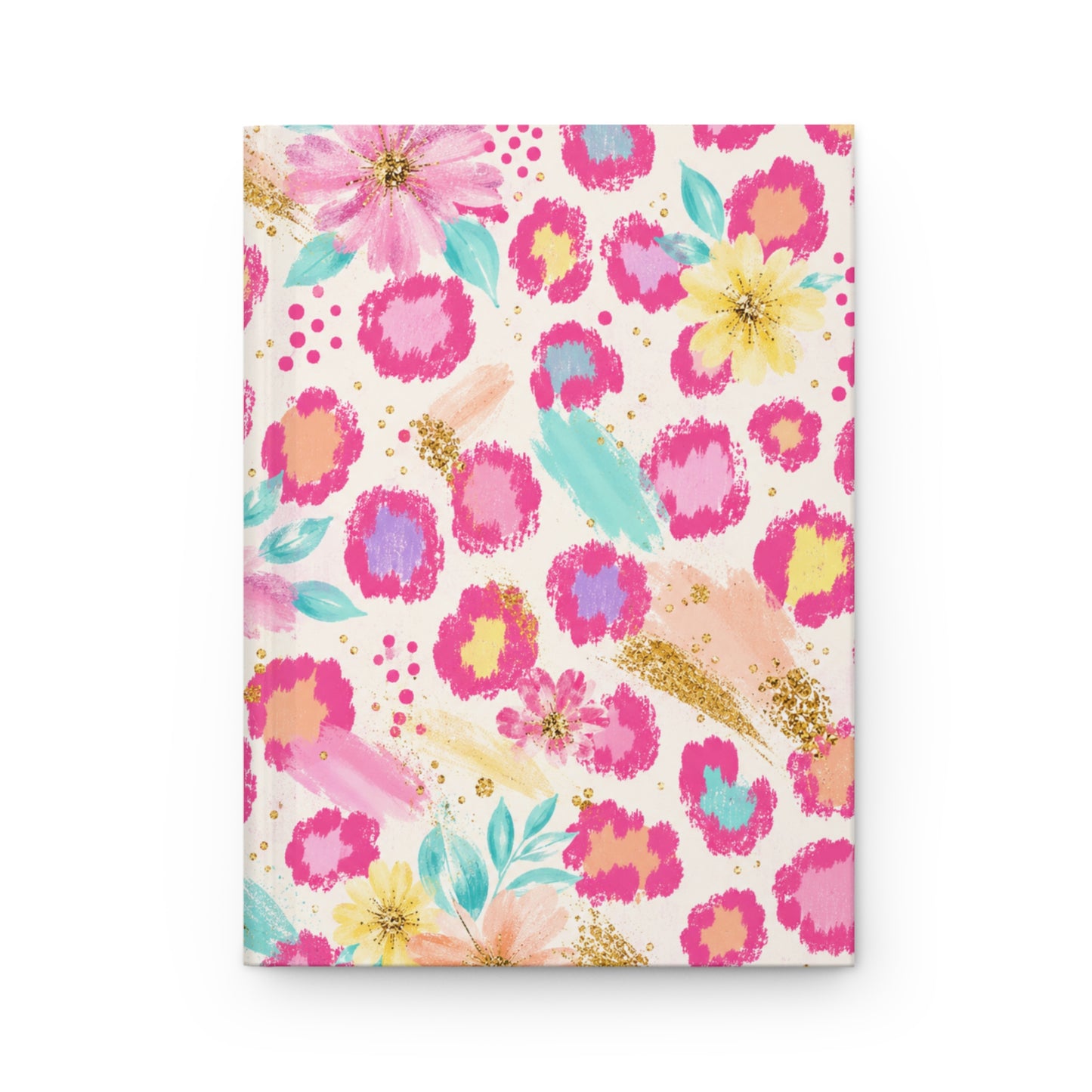 Floral Pink Leopard Hardcover Notebook