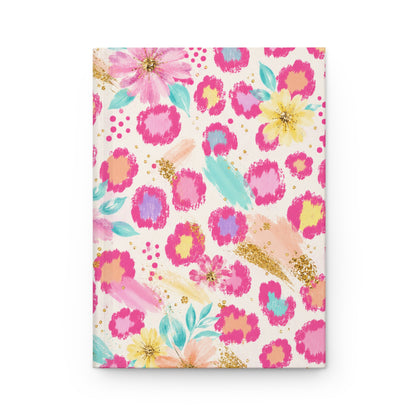 Floral Pink Leopard Hardcover Notebook