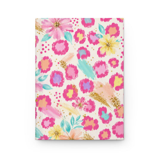 Floral Pink Leopard Hardcover Notebook