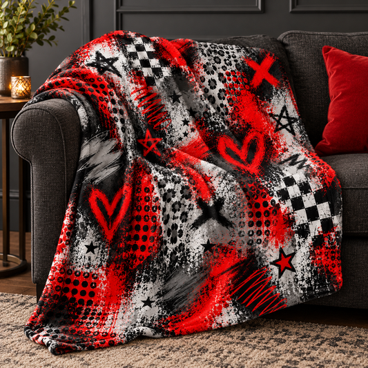 Red and Black Graffiti Crush Blanket