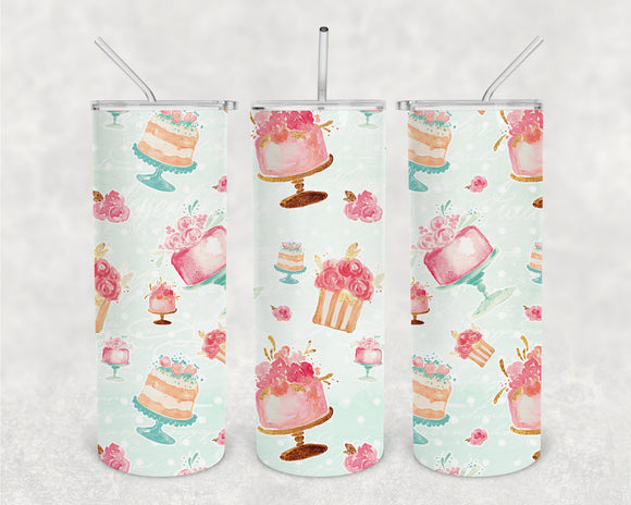 Let Them Eat Cake 20oz Skinny Tumbler Tequila Skies Boutique